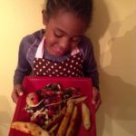 A Step Stool, an 8-Year old, her Vegan Meal and Her Paparazzo!